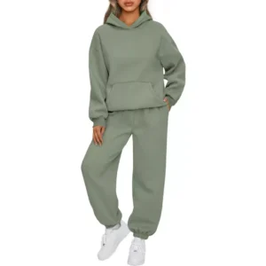 Women Hooded Sweatshirt Loose Pants Casual Sportswear Set