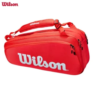 Wilson Super Tour Pro Staff 6 Pack Fine-knit Coating Tennis Bag 3-Decks Thermoguard Red