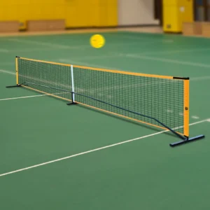 Pickleball Set Pickleball Combo Kit 22ft PE Net Portable Pickleball Net Set with 4 Wood Paddles+4 Plastic Balls Carrying Bag