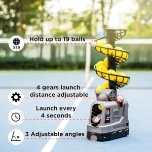 Pickleball Machine with Auto Swing, 3 Angles & 4 Speeds Adjustable, Portable.
